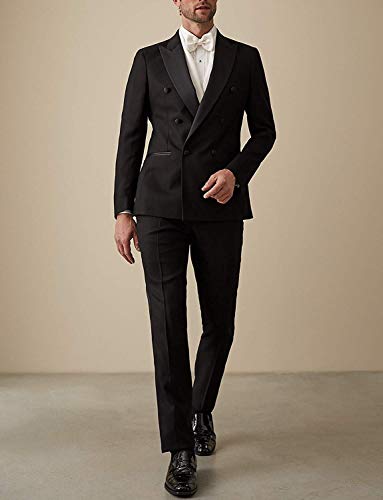 Wemaliyzd Men's 2 Pieces Regular Fit Tux Suit Double Breasted Blazer Pants4