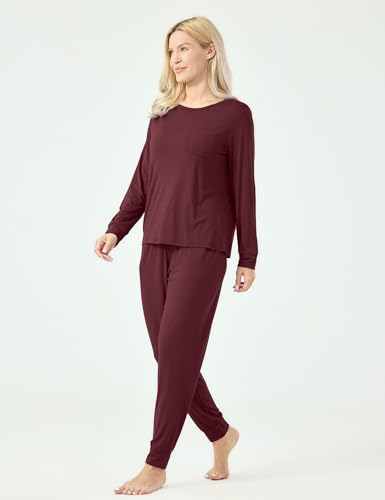Image of GYS Bamboo Viscose Sleep Sets for Women Long Sleeve Crew Neck Pajama Sets with Pockets