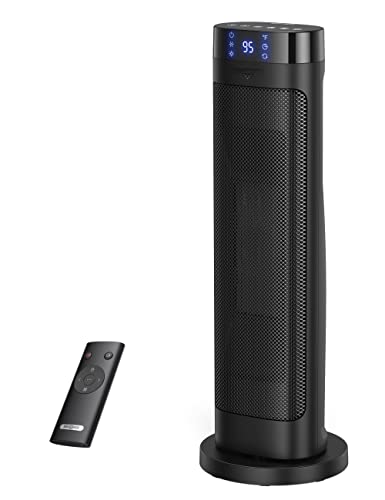 Space Heater, 22”1500W Fast Ceramic Heating Tower Space Heater With 3 Heat Levels, 70°Oscillation, 1-12H Timer,Overheat&Tip-Over Protection, Low-Noise Indoor Portable Heater For Office, Home, Bedroom #TOP16