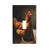 Cubierta decorativa para interruptor de luz de valla de madera con cubo viejo de pollo, 1 banda, placa de pared para cocina, granja, dormitorio, baño, decoración artística