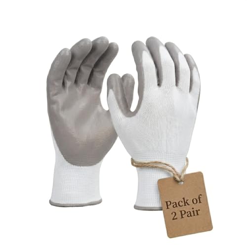 Image of Multipurpose Nylon Anti Cut PU Nitrile Coating Work Safety Gloves White-Grey Pair 2