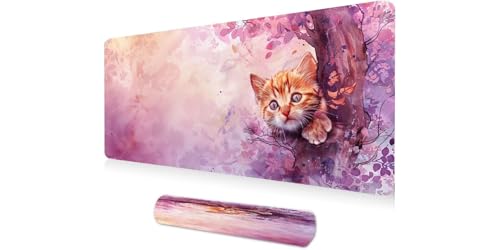 Mouse pad gamer XXL 1000x500 tapis de souris grand format motif chat pour ordinateur