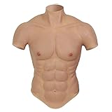 ZWSM Silikon-Muskelanzug, Männer Realistische gefälschte Brust-Halbkörper-Hoher Kragen für Cosplay Halloween-Requisiten,Natural