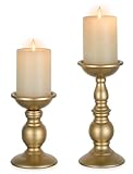 2 Pcs Gold Pillar Candle Holders, Gold Candlestick Most Ideal for 3