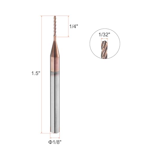 Image of HARFINGTON Ball Nose End Mill 4 Flute 1 /32 inch Diameter 1 /8 inch Shank Tungsten Carbide Tail Coated Spiral CNC Router Bits 1 /4 inch Cutting Length Single End Ball for Carving Engraving Grinding