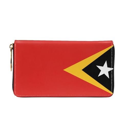 Democratic Republic of Timor-Leste Long leather wallet - with zipper - portable and waterproof, suitable for office, study and daily use2