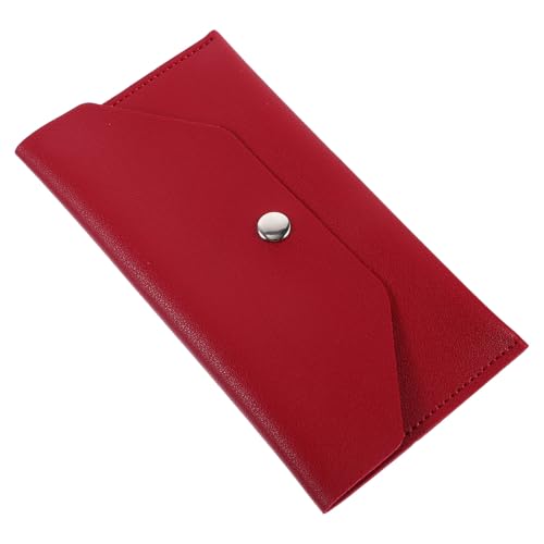 Healeved Monedero Pequeño de Cuero PU Rojo Gran Capacidad para Guardar Billetes y Tarjetas, Diseño Delicado y Práctico Adecuado para Uso Exterior y Trabajo