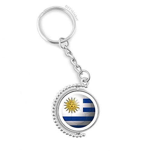 Porte-clés Uruguay drapeau football rotatif, idée cadeau supporter