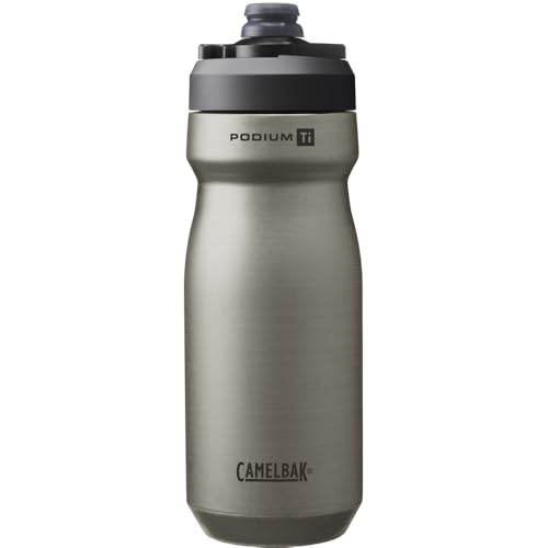 Camelbak Podium aislado Titanium, 530ml botella de agua para bicicleta – titanio ultraligero – 240g – aislamiento al vacío – doble pared – a prueba de fugas – fácil de limpiar – Titanium, talla: OS