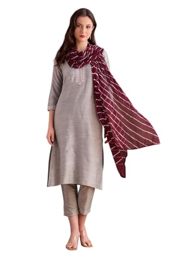 Image of DUPATTA BAZAAR Women's Leharia Dupatta with Pom Pom Lace