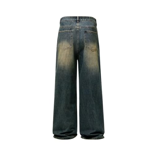 Men's 4-Color Autumn Vintage Distressed Baggy Jeans, Straight, Fashionable Korean High Street3