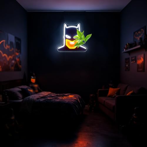Image of Bat Neon Sign for Wall Decor Anime Neon Light for Man Cave Bat Birthday Gifts for Man Boys Fans Teen Dimmable LED Anime Light for Bedroom Game Room Comic Shop Home Bar Office Size13.2*12.6in(FMA125)