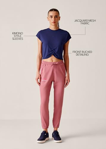 Image of STRCH Women's Regular Fit Activewear Crop T-Shirt | Round Neck Short Sleeve Gym Top | Stretch Workout T-Shirt for Yoga, Running & Training | Crop Length