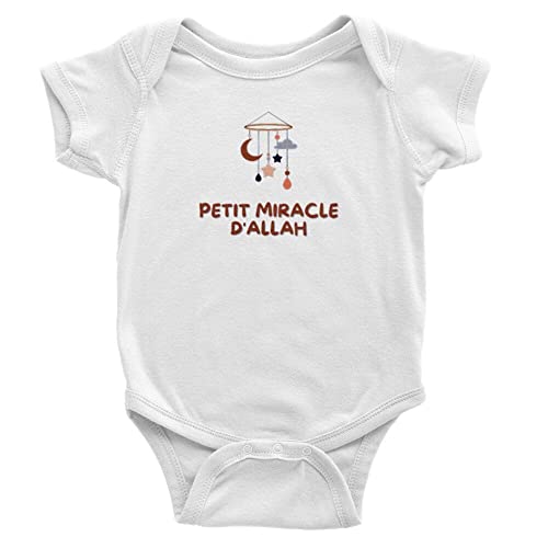 Cadeau de naissance idéal : body bébé Petit Miracle d'Allah blanc