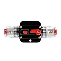 KFZ Sicherungshalter Automatiksicherungshalter 12V-24V DC Inline Auto Leistungsschalter Sicherung KFZ Manuellen Reset Schalter Auto Schutzschalter für Car Audio Solar Inverter Systemschutz (20A)