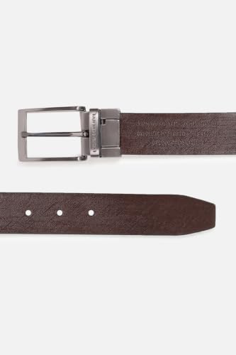 Image of Louis Philippe Men's 100% Italian Leather Brush Gun Metal Buckle Formal Reversible Belt
