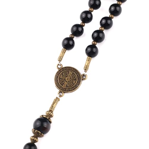 Catholic Heirlooms St. Benedict Medal Black Onyx Stone Rosary3
