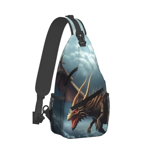 Flying Dragon Cross Chest Bag negro para hombres y mujeres miniatura 2