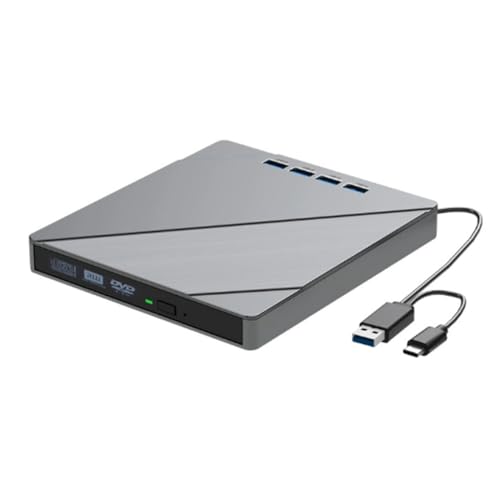 Fegtrtyoa unità Disco Esterna Portatile 7 in 1 per CD/Dvd/Blu-Ray per Laptop, Lettore, Masterizzatore, Lettore e Scrittore con Slot USB 3.0