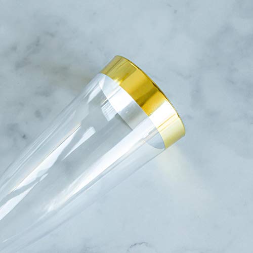Balsacircle 24 Pcs 6 Oz Clear With Gold Rim Plastic Champagne Flutes Glasses - Disposable Wedding Party Catering Tableware #TOP2