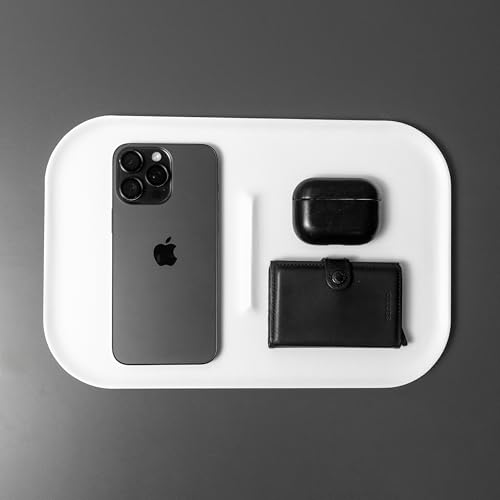 Catchall Tray Wooden Premium Valet EDC Tray for Desk Bedside Table Dump Tray Organiser Concierge Tray (White) by Raico - Image 5