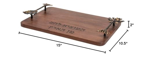 Tabla rectangular de madera con asas esculpidas miniatura 3