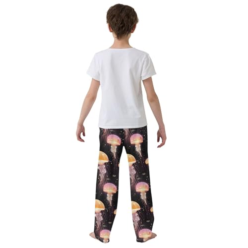 Yellow Jellyfish Long Pajama Pants Elastic Waist PJ Bottoms with Pockets S A1104154