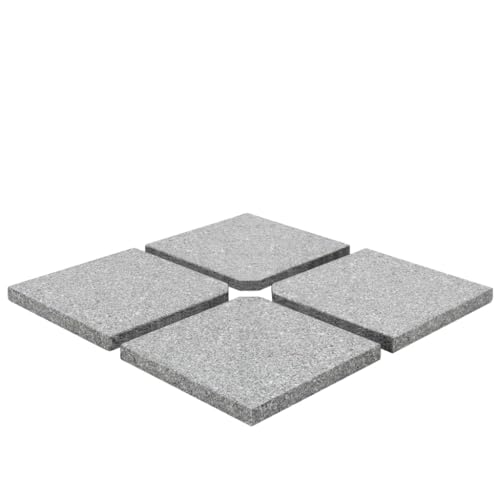 vidaXL Granite Umbrella Weight Plates Set of 4 220.5 lbs Grey Stability for Outdoor Use Square Design Natural Polished Finish Patio and Balcony Unisex Application Parasol Base Plate Adirondack