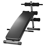 Sporfit Sit up Bench Adjustable, Decline Bench for Ab Bench Exercises, Utility Workout Equipment for Home Gym, Reverse Crunch Handle BLACK