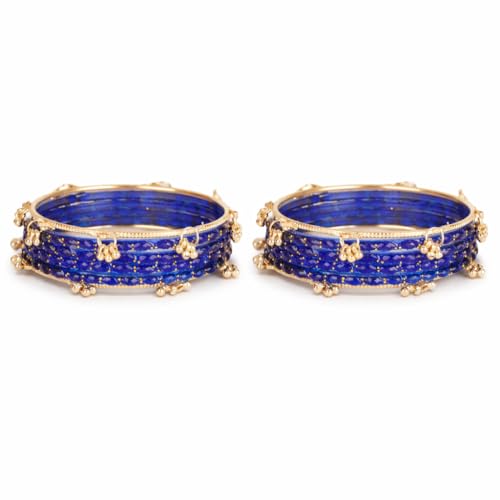 Image of Shining Diva Fashion 16 Pcs Trendy Stylish Glass & Kashmiri Ghungroo Bangles Set for Women & Girls | Traditional Festive Wedding Party Jewellery