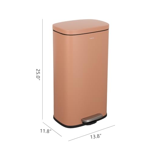Image of happimess Curtis 8 Gal Step Trash Can Soft Close 25 inch, Clay Rose