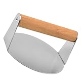 SMASOLO Prensa para Hamburguesas Redonda de 16 Cm Mango de Madera, Acero Inoxidable Resistente y Antiadherente, Prensa de Carne para Parrilla y Plancha, Peso de Cocción Adecuado