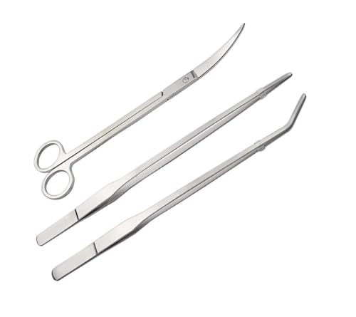 Kit Conjunto de Ferramentas para Aquários e Terrários | Tesouras e Pinças em Aço Inoxidável | Poda de Plantas e Algas | Paisagismo Aquático