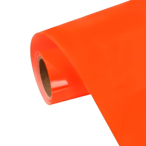 Image of FUNKAKA Heat Transfer Vinyl Neon Orange HTV Rolls, 12 inch x 9ft Iron on Vinyl | HTV Vinyl for All Cutter Machines for Shirts Easy to Cut & Weed for Heat Vinyl Design Arts Crafts Fabric (Fluorescent Orange)