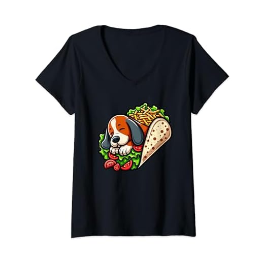 Womens Bloodhound Burrito Dog Funny Food V-Neck T-Shirt