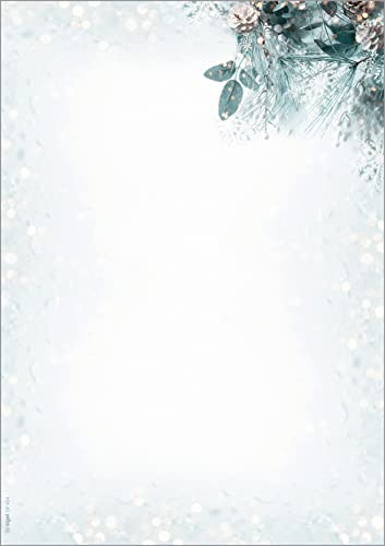 SIGEL DP424 Weihnachts-Briefpapier Eucalyptus magic, A4, 100 Blatt, weihnachtliches Motiv, aus nachhaltigem Papier für Weihnachtspost, Angebote, Einladung, Menükarte