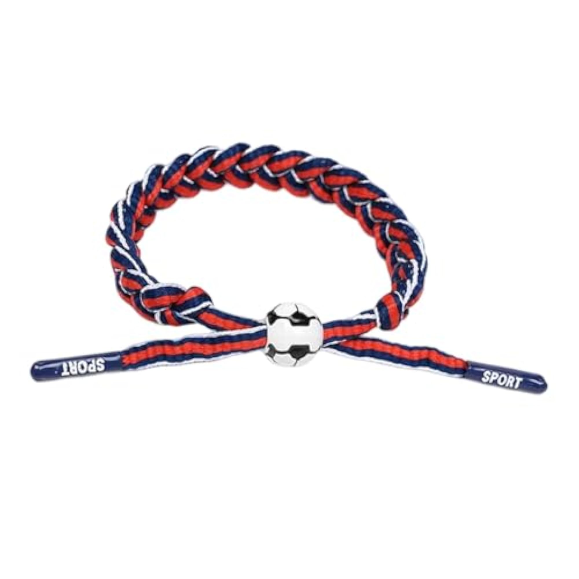 4pc Soccer Team Braided Rope Bracelet Set, Blue & Red