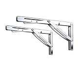 Folding Heavy Duty Shelf-Bracket Bench Table Folding Shelf or Bracket, Max. Load 660lbs (Long...