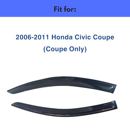 Image of IG Window Visors Fit for 2006-2011 Honda Civic Coupe, Out-Channel Rain Guards Vent Wind Deflectors 2PC, Car Accessories for 06-11 Civic Coupe (Coupe Only)