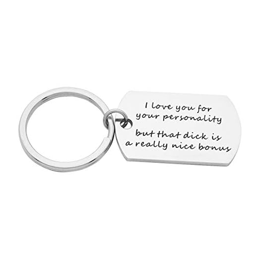 Eilygen Funny Dog Tag Keychain Funny Gift For Husband Boyfriend Naughty Gift For Him (I Love You for Your Personality But That Dick is a Really Nice Bonus)