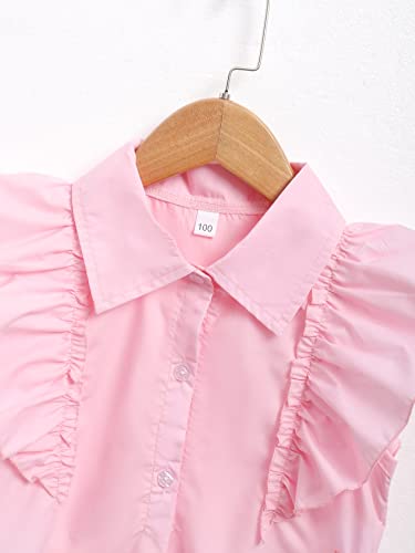 Soly Hux Toddler Girls Blouses Cute Summer Crop Tops Ruffle Tie Knot Sleeveless Shirts Baby Pink 110 #TOP2