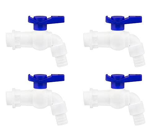 Image of BATH GURU Plastic Heavy Duty PVC Nozzle Bib Cock Tap for Bathroom Kitchen and Garden (White) - Pack of 4