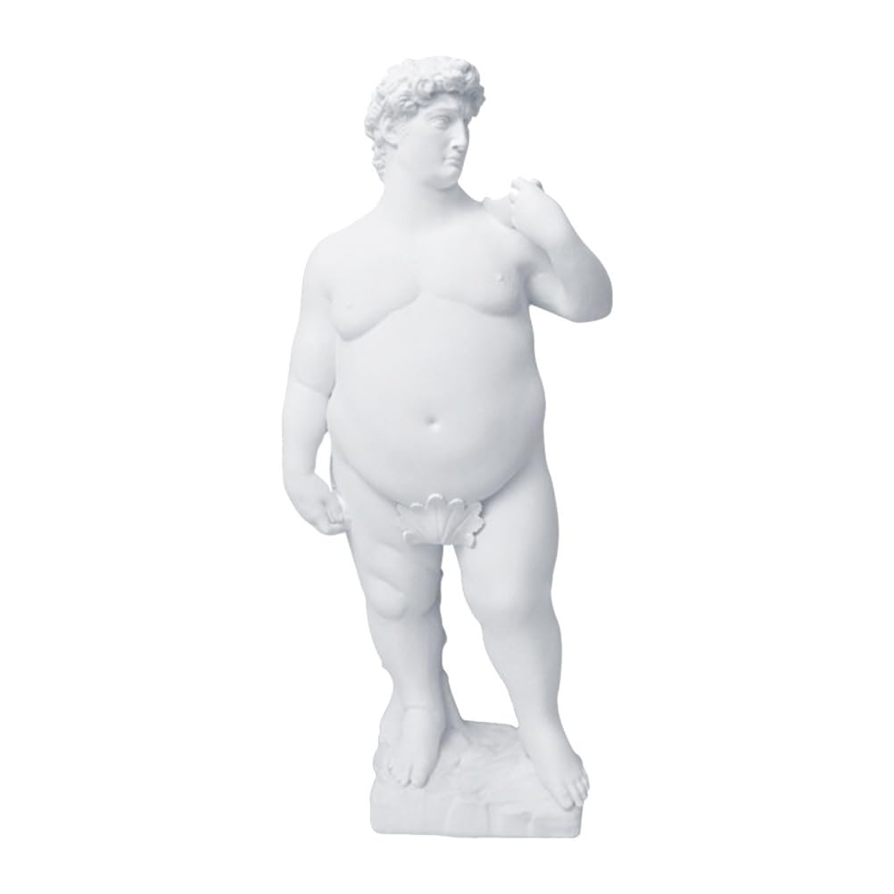ibasenice Estatua de David Gordo Desnudo para decoración de Escritorio en la Oficina o el hogar, tamaño pequeño para decoración de estantes