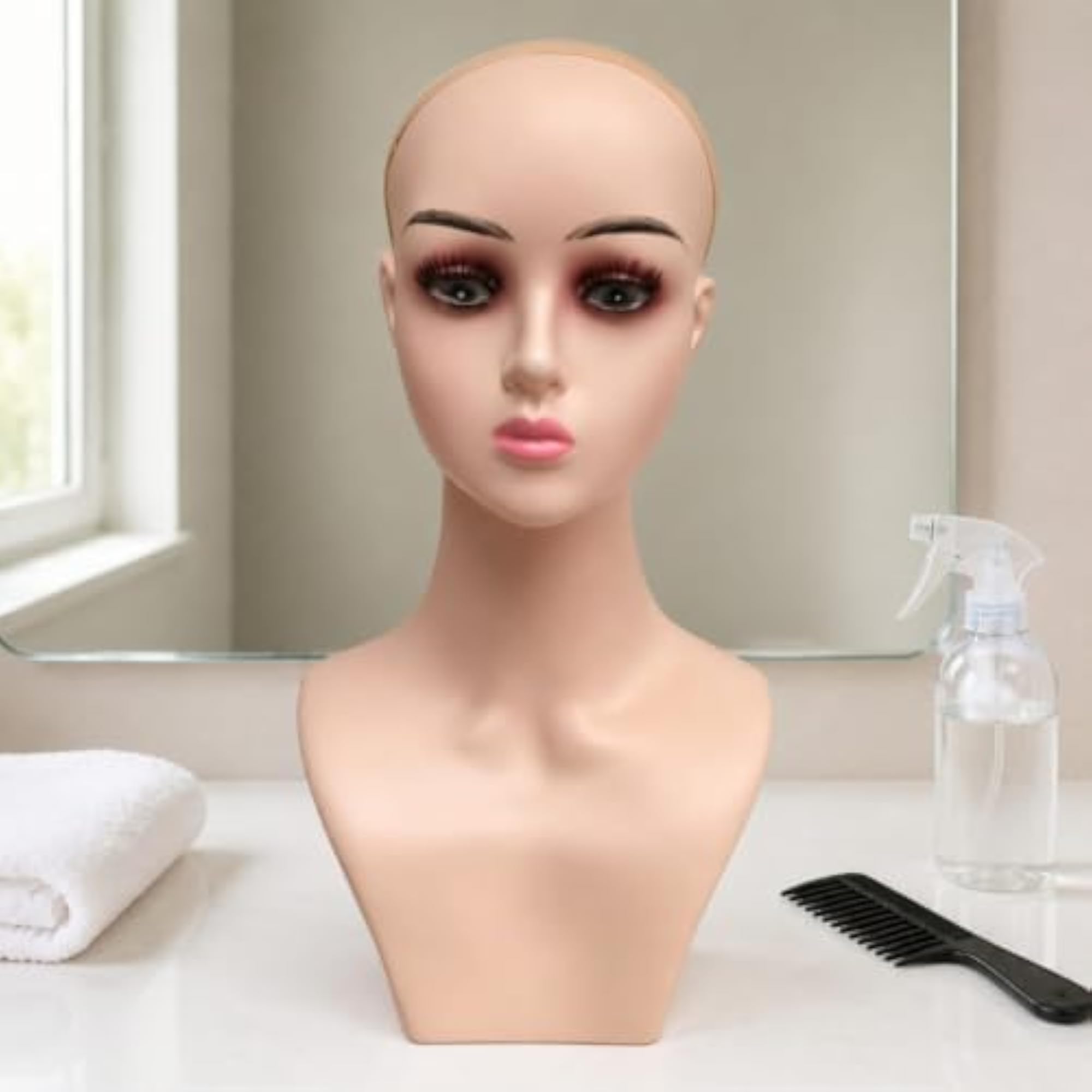 Pink Smooth Surface Head Display Form for Hairpieces