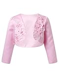  Aislor Enfant Fille Gilet Pulls Tops Mariage Princesse Boléro Cardigan Fille Soirée Cérémonie Spectacle Fleurs Veste Courte Printemps Eté 1-16 Ans Rose 9-10 Ans