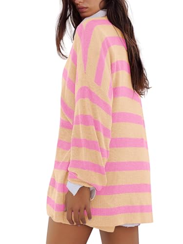 Image of Panadila Womens Striped Sweater Set Oversized Lounge Sets Matching Pajamas Long Sleeve Sweater Top and Shorts
