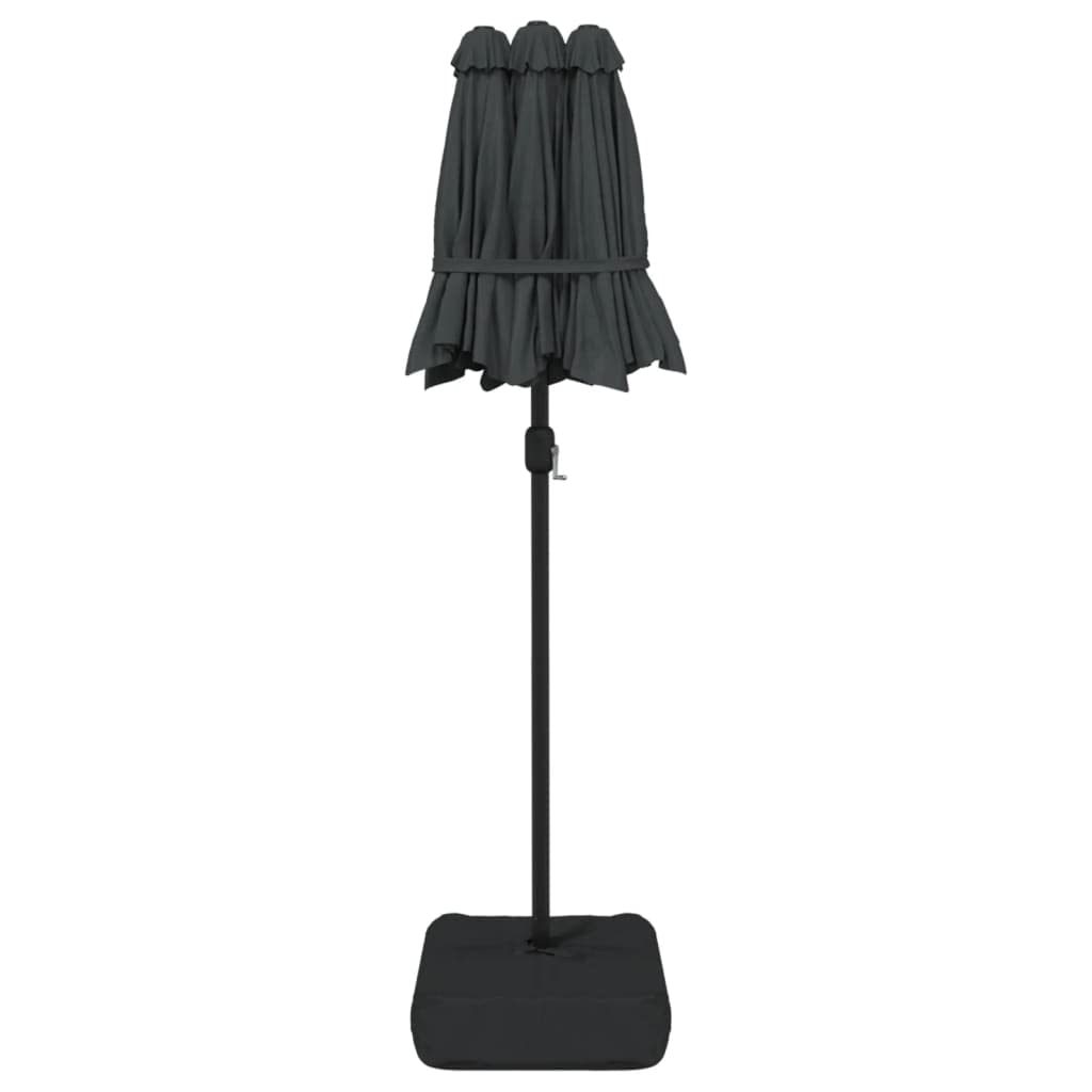 Podwójny parasol ogrodowy szary antracyt 316x145 cm