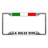 Fastasticdeals La Dolce Vita Italian Flag License Plate Frame Tag Holder Cover
