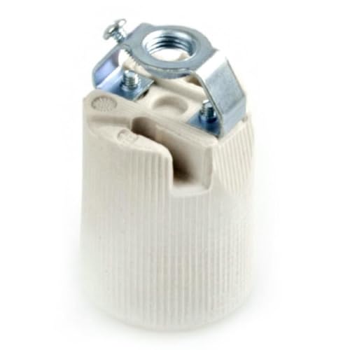 Portalámparas E-27 de porcelana M10, ideal para iluminación en interiores, compatible con bombillas estándar.