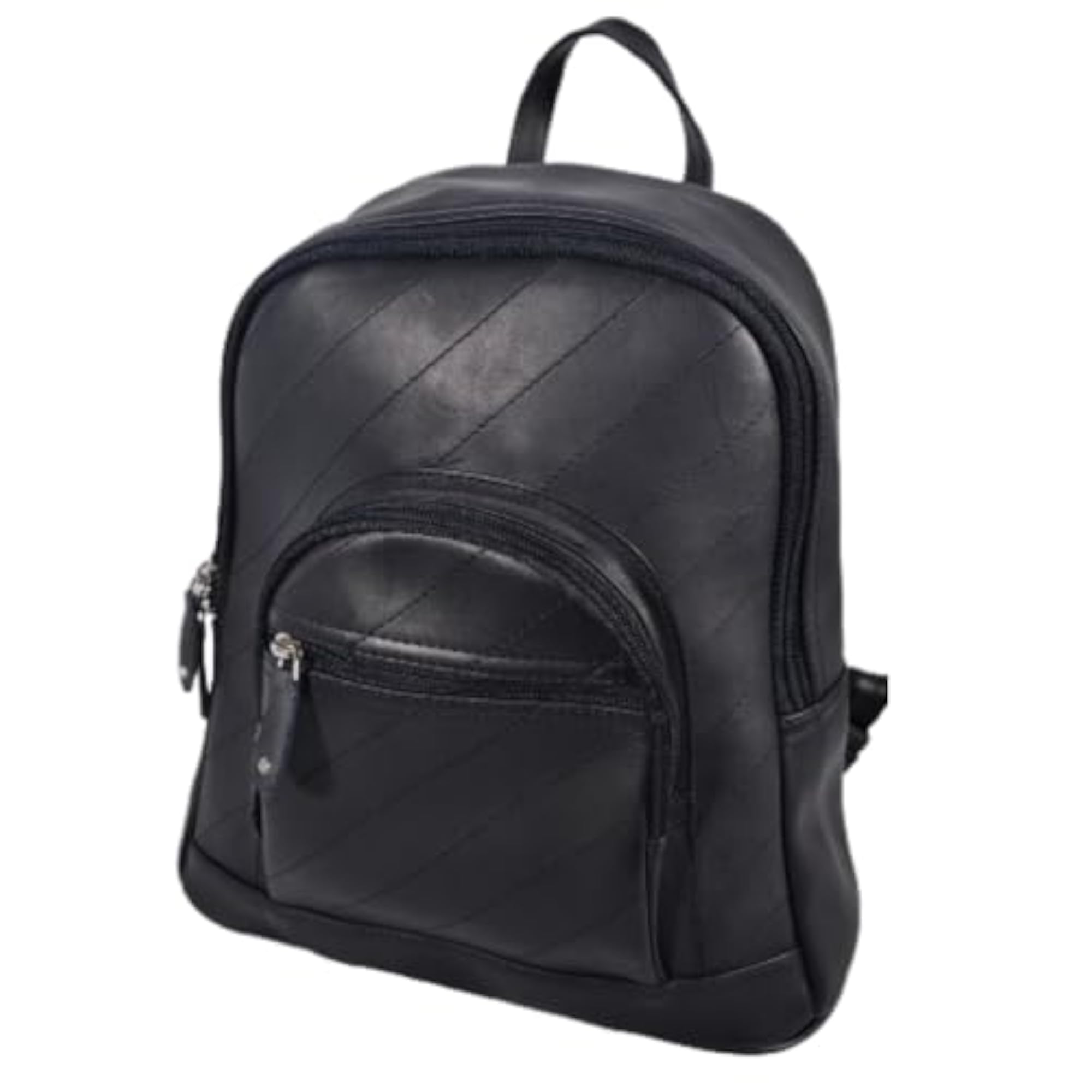 Stylish Black Leather Backpack for Kids, Genuine Leather
